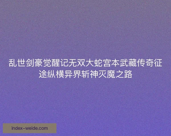 乱世剑豪觉醒记无双大蛇宫本武藏传奇征途纵横异界斩神灭魔之路